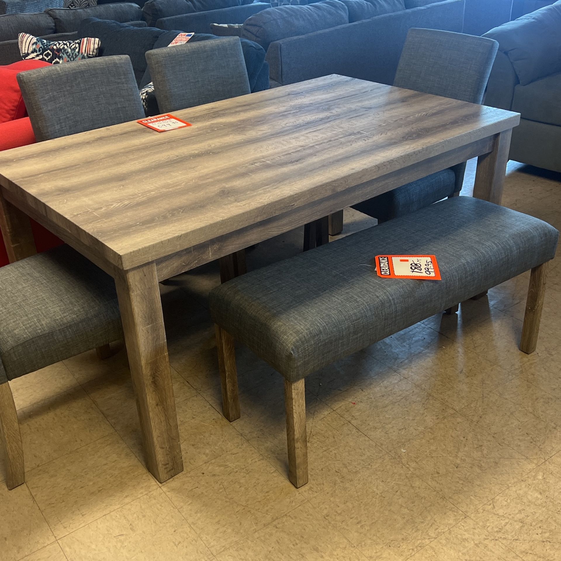 Brand new table and four chairs for 599 bench $99