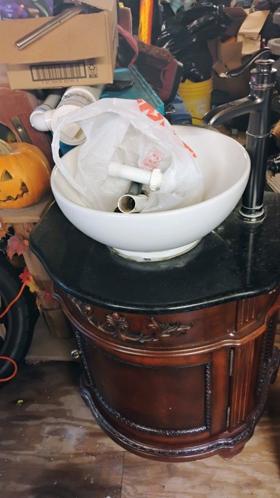 Antique Vintage Base and Cherry Wood Basin 