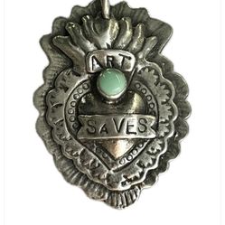 ART SAVES Pewter Pendant And 20” Ball chain $40