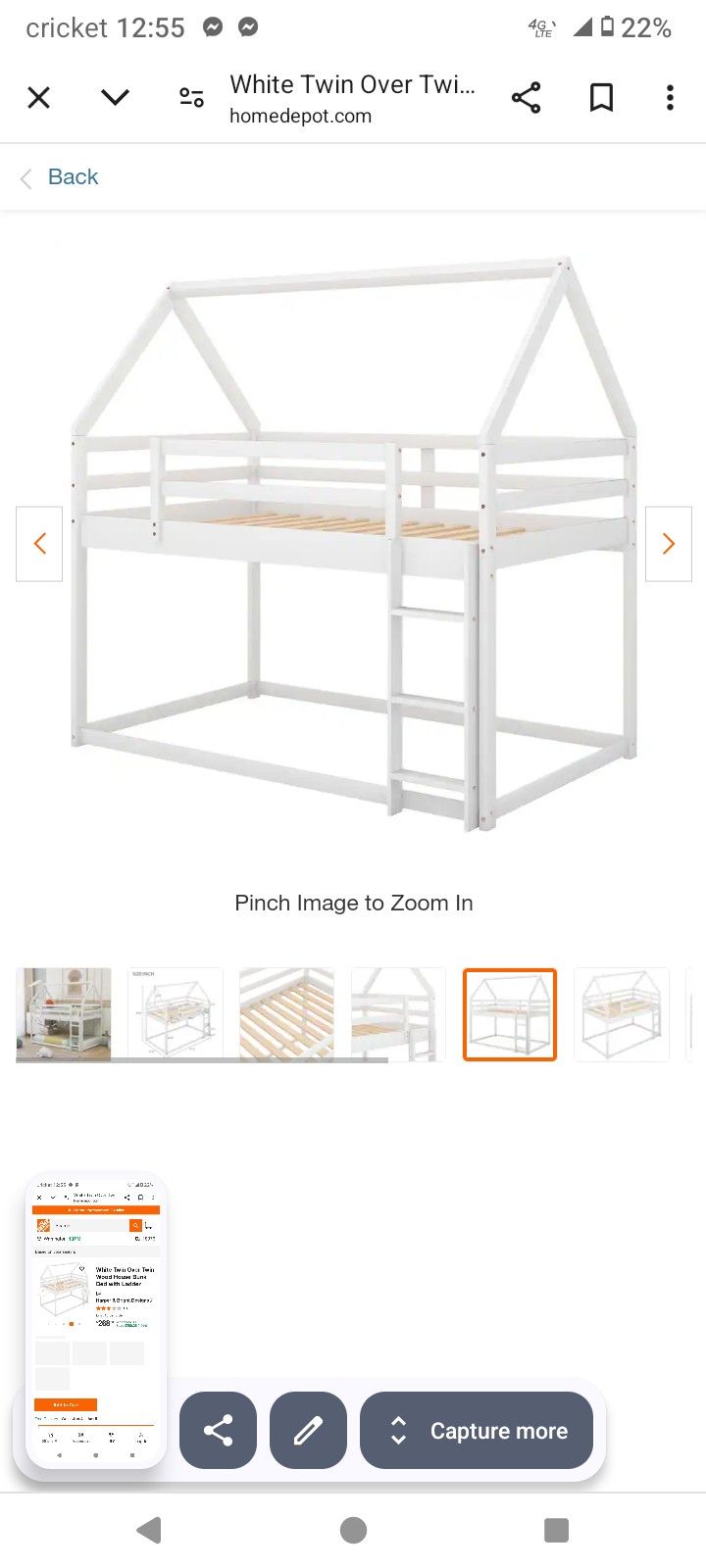 Wooden White bunk beds With house Top
