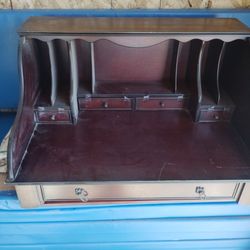 Dark Wood Secretary Desk with Hutch