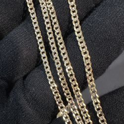 24in 3mm Gold Over Sterling Silver Cuban Chain 