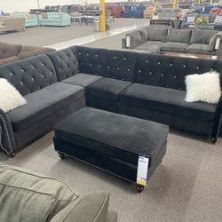 Sectional Sofa Set With Ottoman