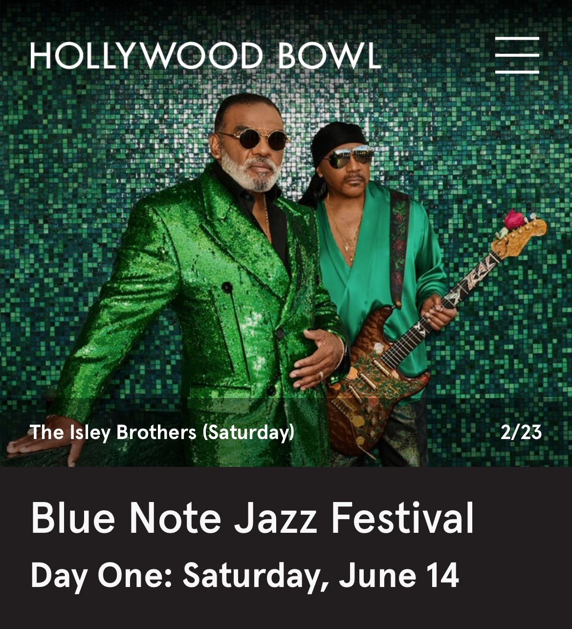 Isley Brothers Live At The Hollywood Bowl (Saturday 6/14) Jazz Festival