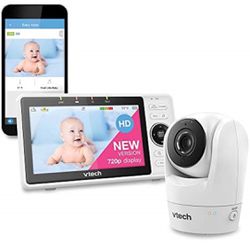 VTech Upgraded Smart WiFi Baby Monitor VM901, 5-inch 720p Display, 1080p Camera, HD NightVision, Fully Remote Pan Tilt Zoom, 2-Way Talk, Smart App