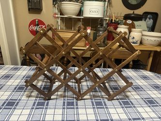 Vintage MCM Wooden Accordion Wine Rack