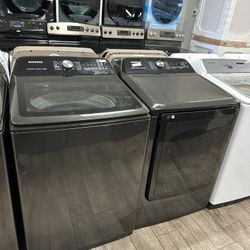 Samsung black washer and dryer set electric MEGA capacity with warranty