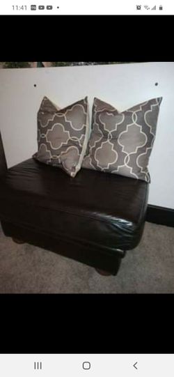 Chocolate Leather Ottoman