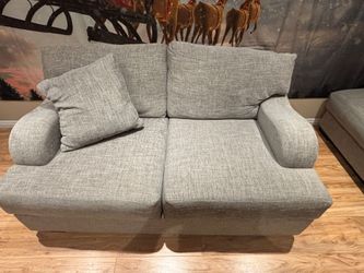 Fabric Two-Seat Loveseat Sofa and Ottoman