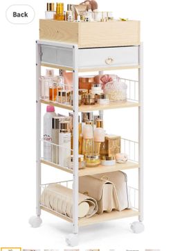 Makeup Storage Organizer for Bedroom: Make Up Holder with Drawer - Vanity Organization for Skincare Cosmetic Brush Beauty Accessories