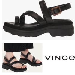 Vince Santa Cruz leather sandal in black (6)