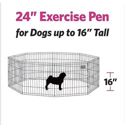 Wire Dog Exercise Pen with Step-Thru Door, Black E-Coat, 24-in
