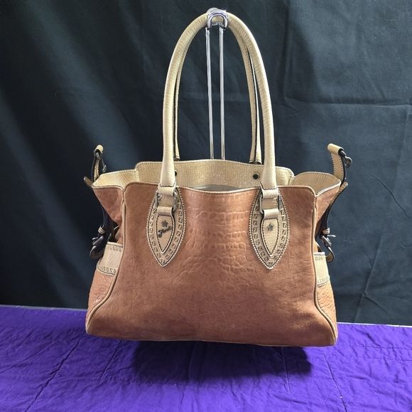 leather bag Etnico bicolor handbag tote bag.