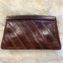 Vintage 1970s Snakeskin Clutch Handbag