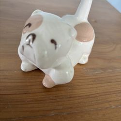 Vintage Clemmison Of California Pottery Bulldog Ring Holder