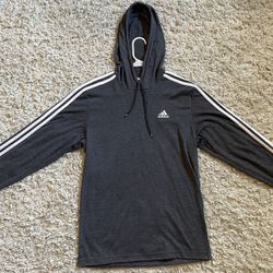 Semi New Adidas Dark Gray Men’s Lightweight Pullover Hoodie Long Sleeve T-Shirt Size Small