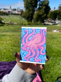 ACEO Original Acrylic | Mini Ocean Art #3 | “ Pink Octopus”