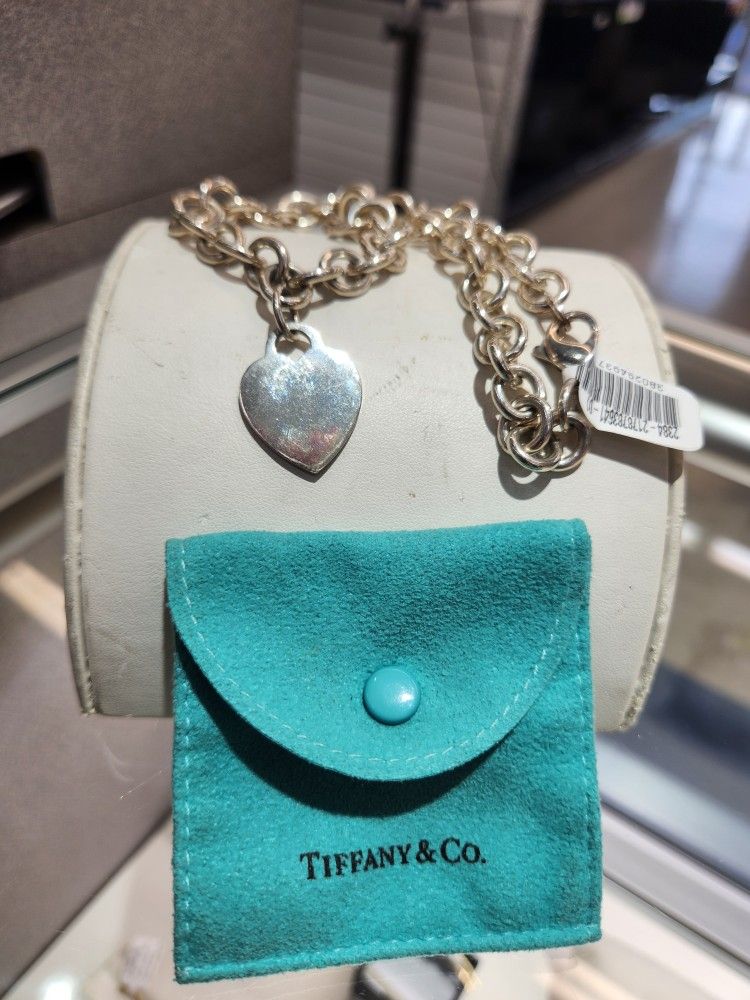 Tiffany & Co Sterling Silver Necklace With Heart Dangle