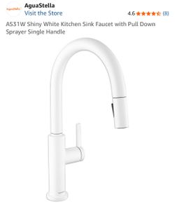 Shiny White Kitchen Faucet