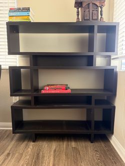 Bookshelf, 4-Tier 55" Black Laminate Bookcase With Thick Panels, Open Shelves, Modern Storage