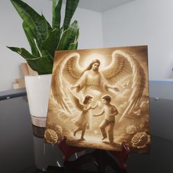Angel de la Guarda- Guardian Angel (Laser Engraved into the wood with depth!)