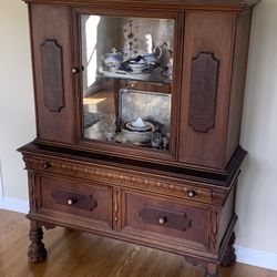 Antique Furniture Set-China Hutch, 2 Tables Buffet