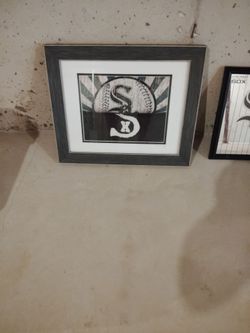 Framed Chicago White Sox memorabilia