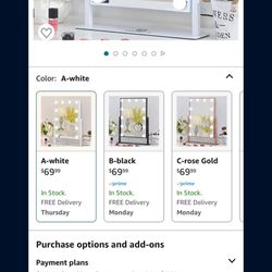 Small Hollywood Mirror Vanity Makeup Mirror with Light Smart Touch Control 3Colors 