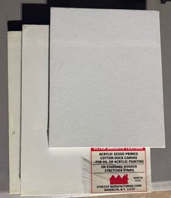 2 acrylic gesso primed cotton duck canvas  + 3 canvas panel