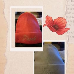 New  w/Tags Victoria’s Secret ‘Pink’ Ribbed Beanies   So Cute & warm   : Carmine Rose or * HydrangeaBlue Bling    $10 each   Several available  Millin