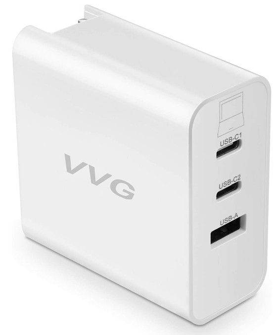 USB C Charger(3-Port),65W PD Fast Charger Powered by GaN Technology,Travel Easy with Foldable Plug,USB-C Charger Compatible with iPad Air4/Pro,iPhone