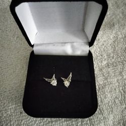 Brand New Real Diamond Angel Wing Earrings