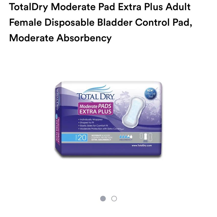 TotalDry Moderate Pad Extra Plus Adult Female Disposable Bladder Control  Pad, Moderate Absorbency
