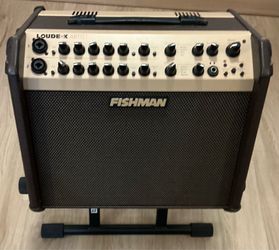 Fishman Loudbox Artist Bluetooth Acoustic Amp + Fishman Cover + BOSS BAS-1 Stand – Excellent – $695