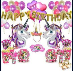 New Never Used Unicorn Birthday Party Decorations Bundle