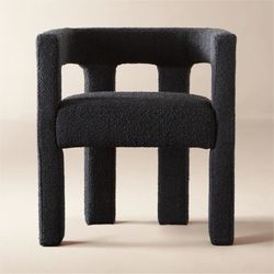 CB2 - Two x2 Stature Ivory Boucle Dining Armchair - Crate & Barrel