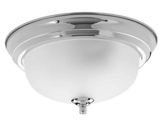 Progress Lighting Dome Glass 1-Light Polished Chrome Flush Mount Ceiling Light with Etched Glas