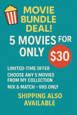 Movie Bundle – 5 VHS Movies for $30 – Shipping Available!
