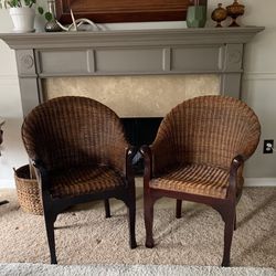 Brown Wicker Chairs X2 Indoor/outdoor