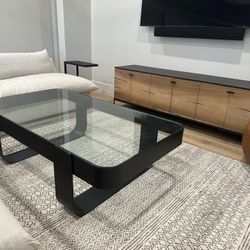 Black Steel & Glass Coffee Table