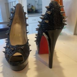 Christian Louboutin Black Spiked Pigalili pumps from the limited Pot Pourri Strass collection