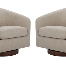 Tan Linen Swivel club chairs- Brand New- set of 2! 