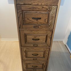 Solid Oak 4-Drawer Filing Cabinet