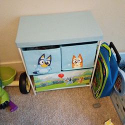 Toddler Bluey Set Bed Frame And Bookshelf With Desk 