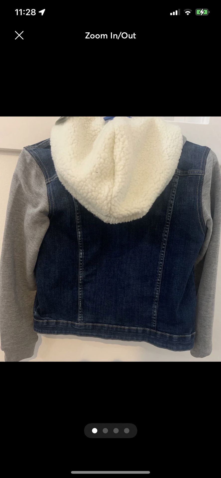H&M Girls Faux Shearling Denim Jacket Sz M