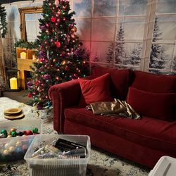 Cool 10ft RED VELVET COUCH great Condition!
