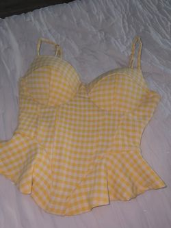 Yellow Gingham Bustier Corset Top