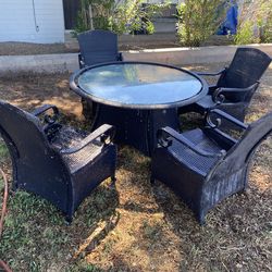 Patio set and umbrella stand