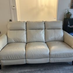 Beige Motorized Recliner Couch