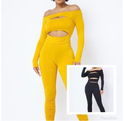 Off-Shoulder Cutout Top and Leggings Set